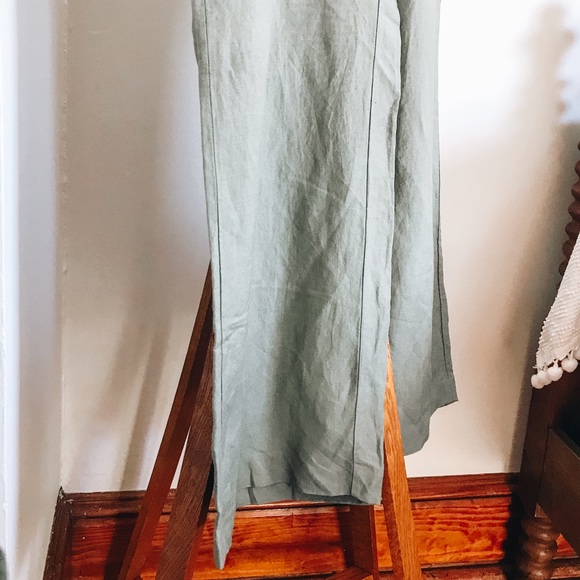 NWT Nie + Zoe Linen Olive Green Pants - Wide Leg - Picture 7 of 8